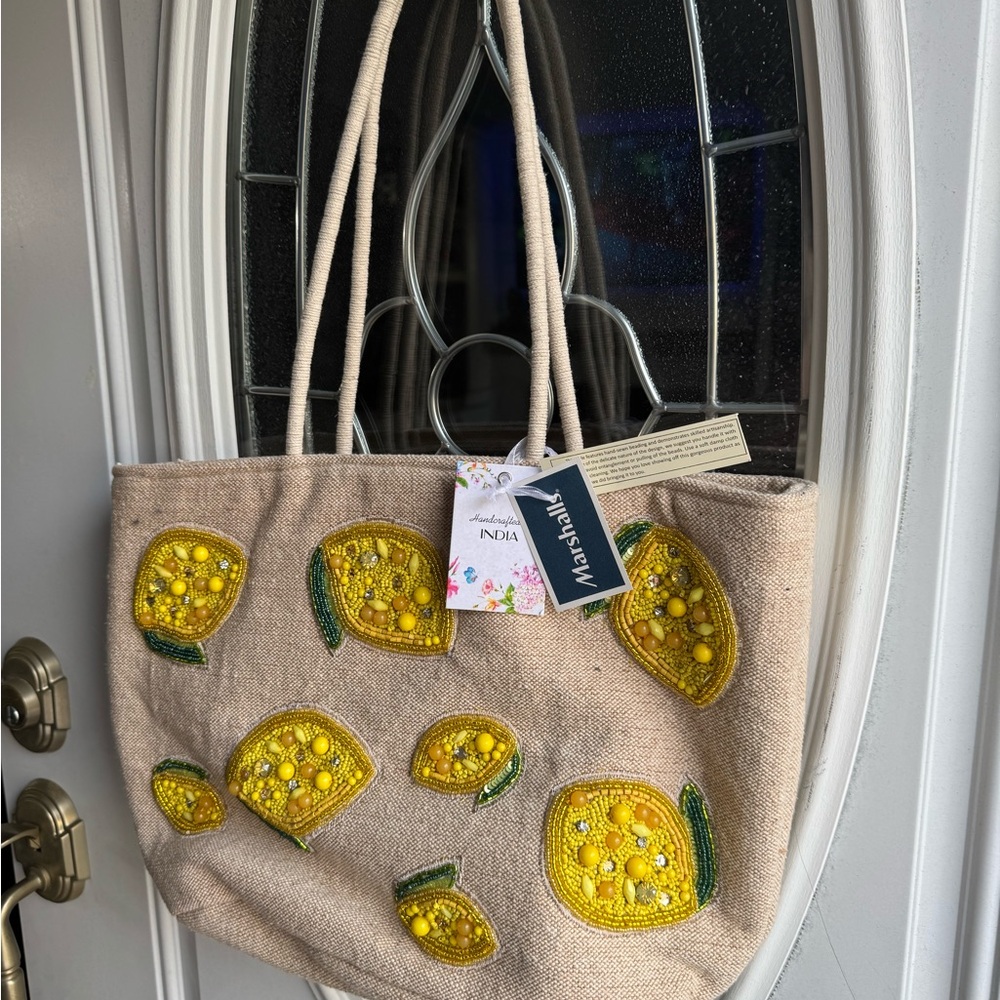 Marshall Yellow Embellished Tote Bag